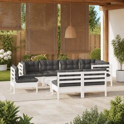Your Ideal 9 Piece Lounge Set with White Cushions