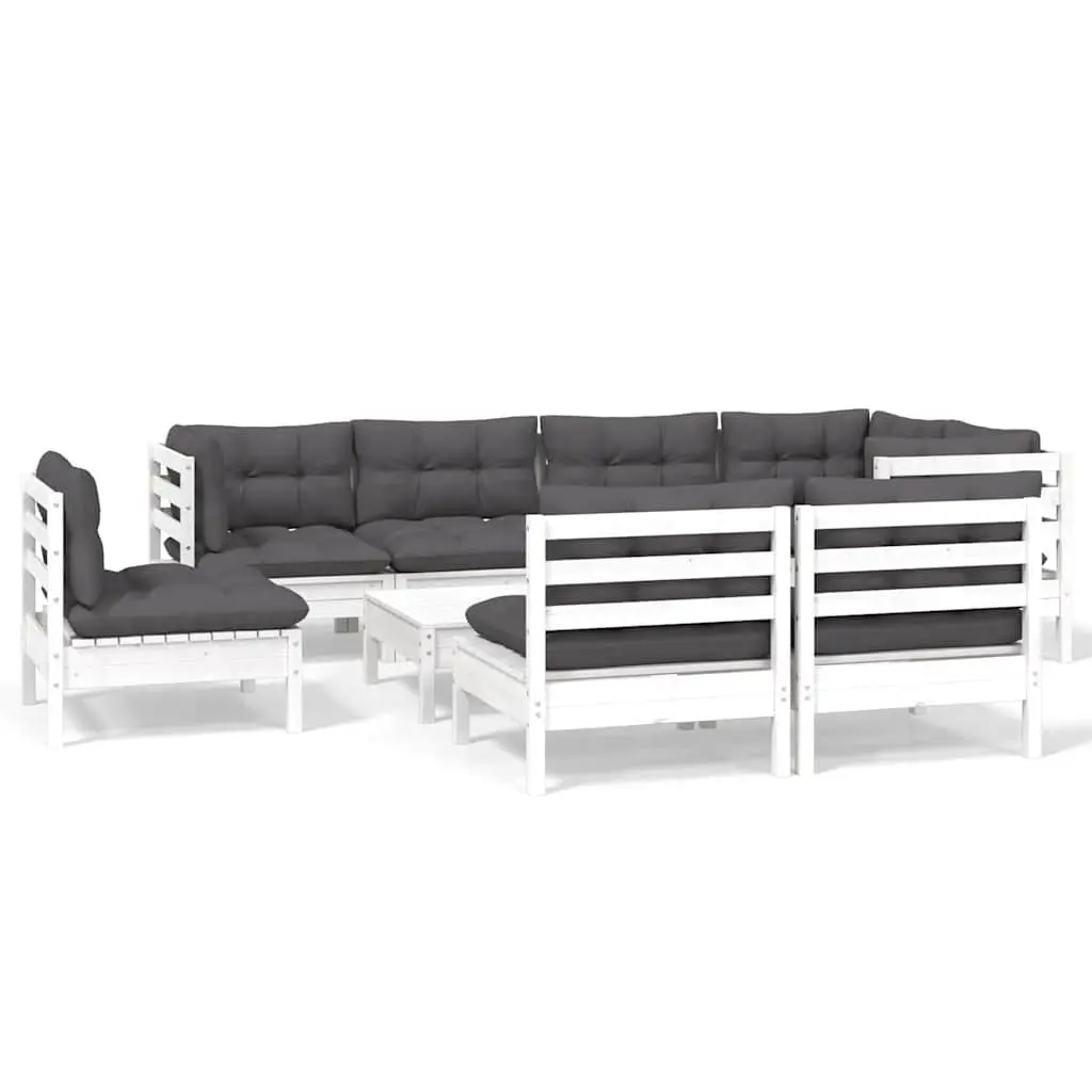 9 Piece Lounge Set with White Cushions