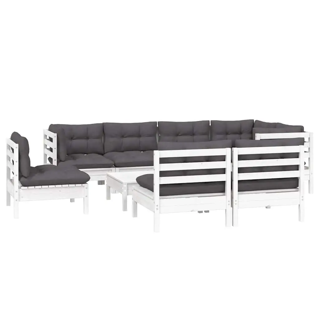 9 Piece Lounge Set with White Cushions