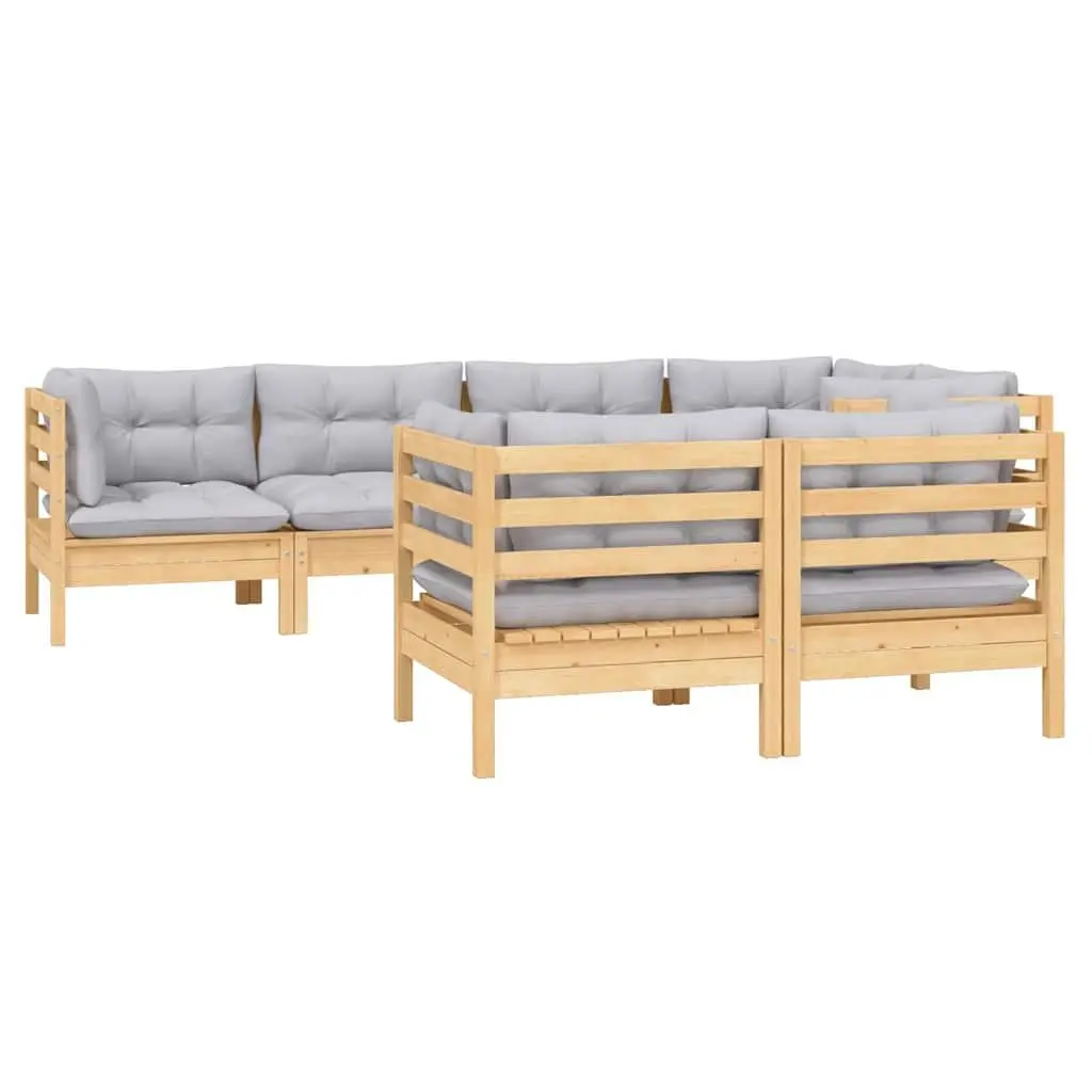 Garden Lounge Set 7 Piece Outdoor Patio Furniture Grey Cushions Modular