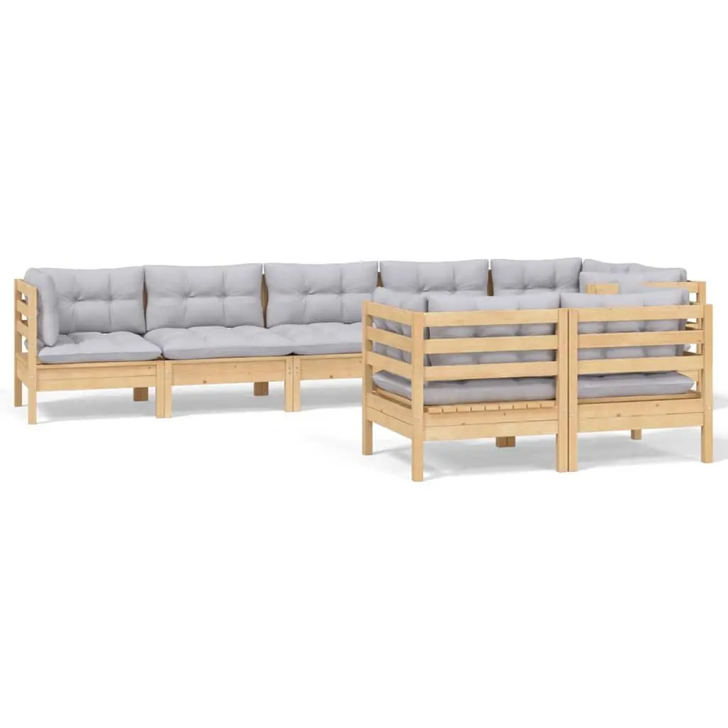 8 Piece Modular Garden Furniture Set Outdoor Lounge with Grey Cushions