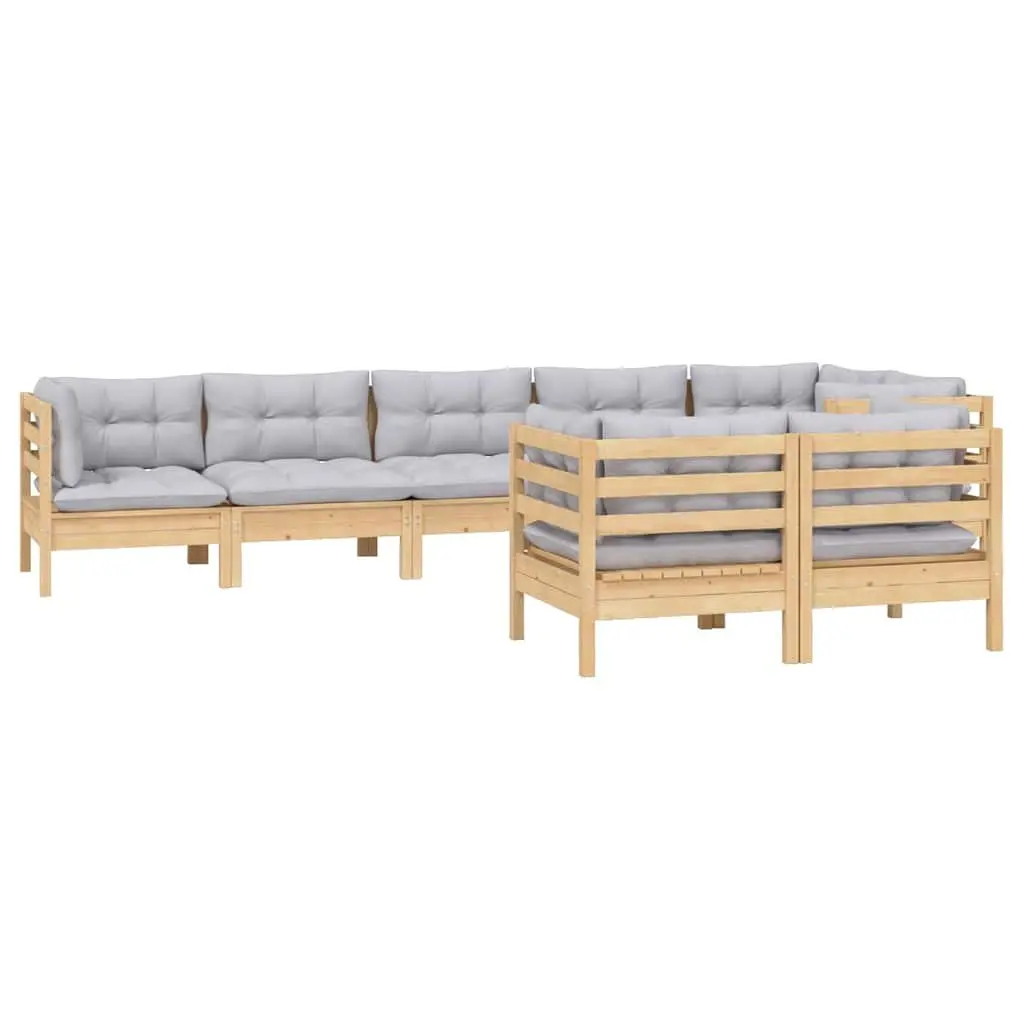 8 Piece Modular Garden Furniture Set Outdoor Lounge with Grey Cushions