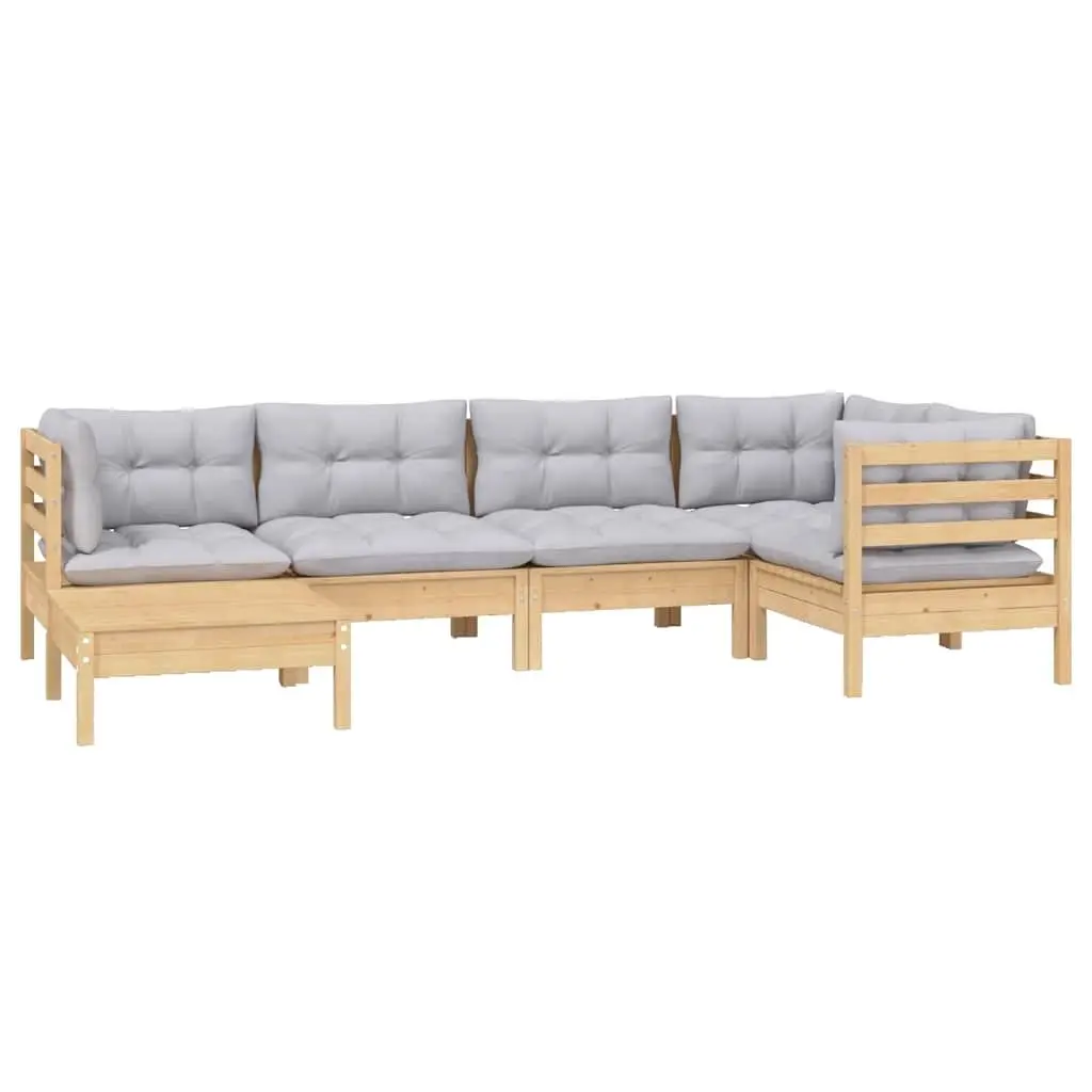 Garden Lounge Set 6 Piece Outdoor Patio Furniture Grey Cushions Modular Seating