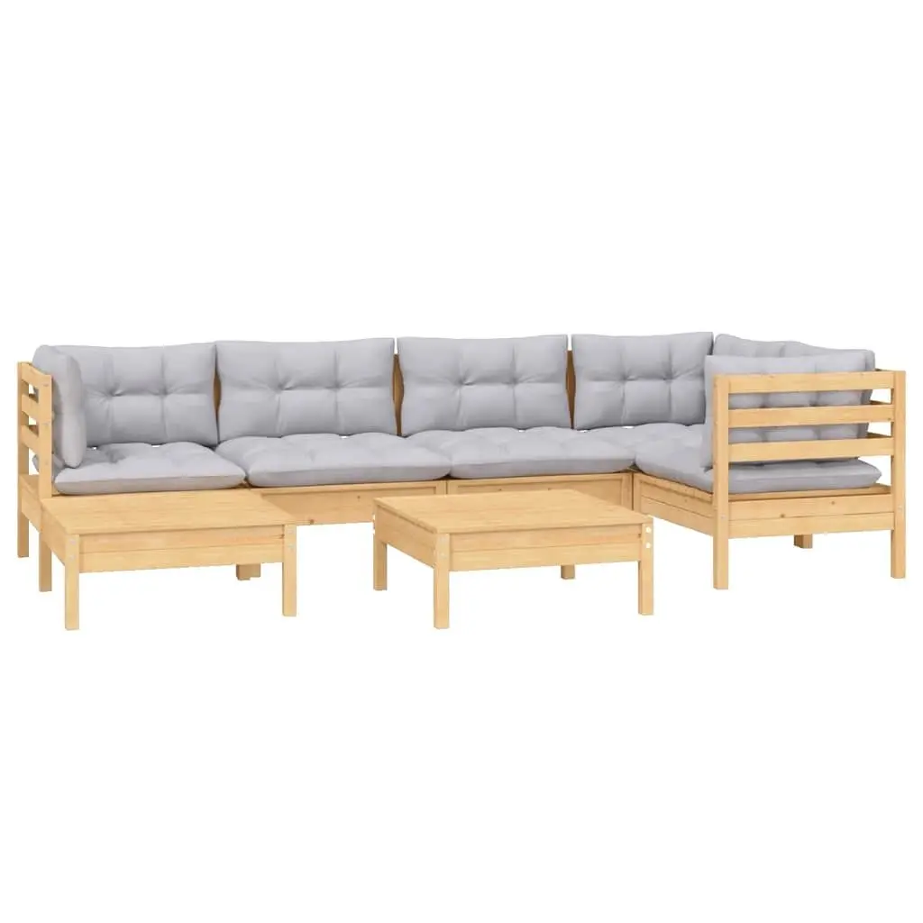 Garden Lounge Set 7 Piece Outdoor Furniture Patio Modular Sofa Grey Cushions