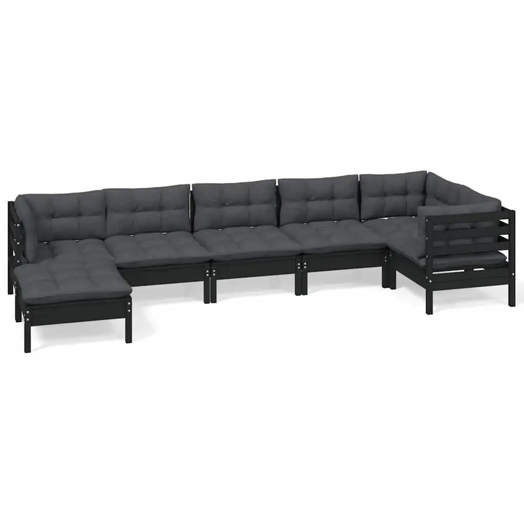 Garden Lounge Set 7 Piece Outdoor Patio Furniture Black Cushions Modular