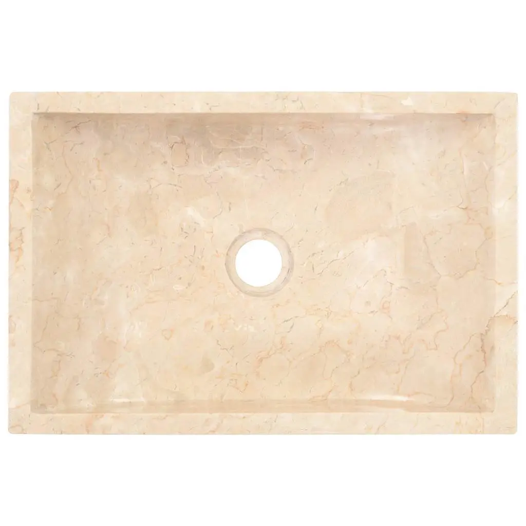 Bathroom Vanity Cabinet Cream Marble Dual Sinks Solid Teak Wood Storage Unit