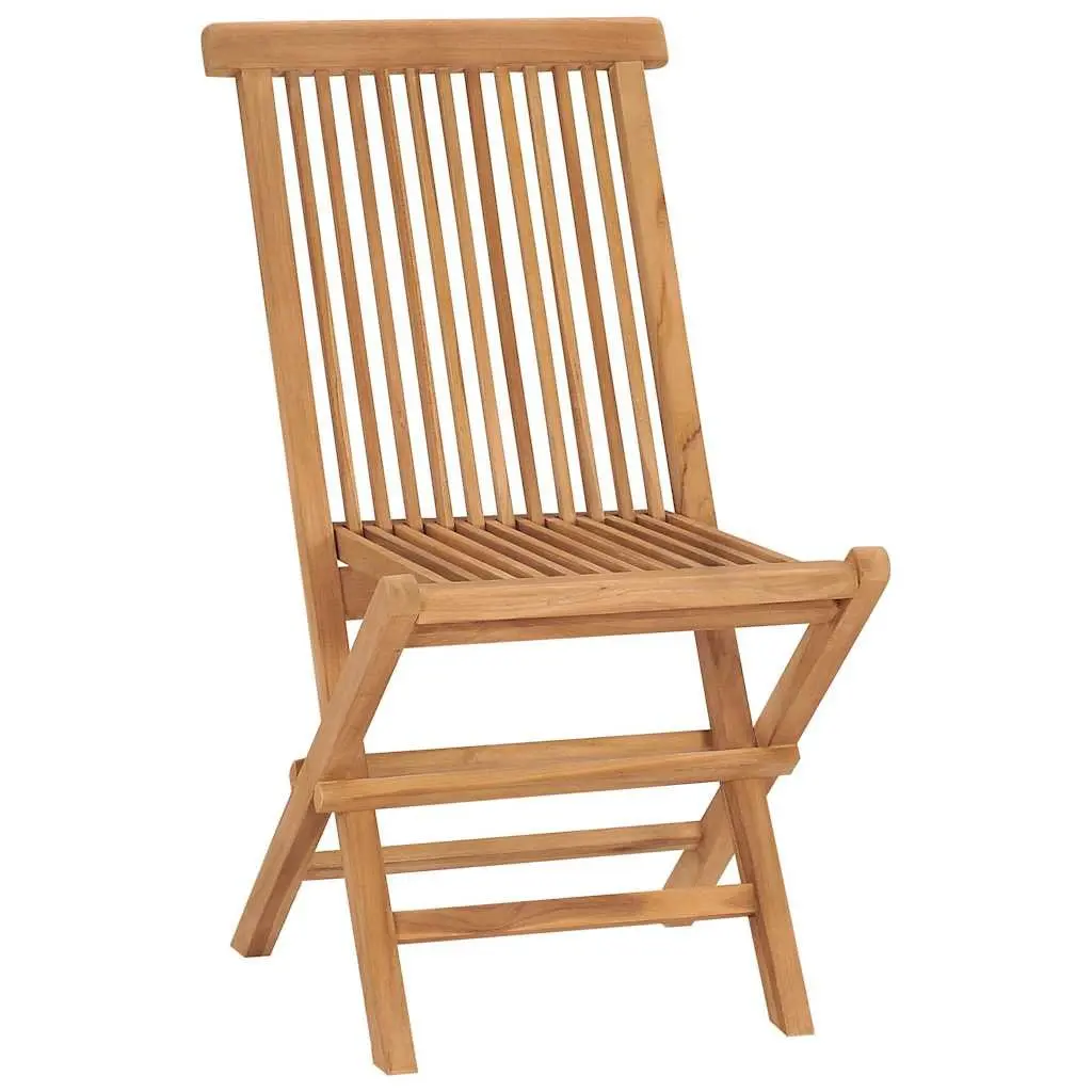 Folding Garden Chairs Solid Teak Wood Outdoor Seating Set 8 Pieces Brown