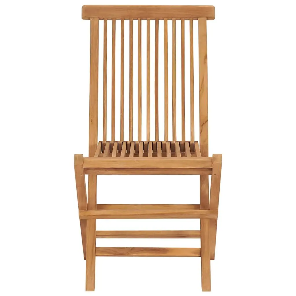 Folding Garden Chairs Solid Teak Wood Outdoor Seating Set 8 Pieces Brown