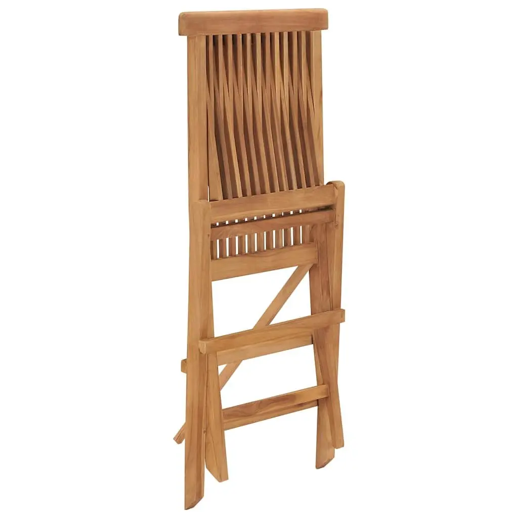 Folding Garden Chairs Solid Teak Wood Outdoor Seating Set 8 Pieces Brown
