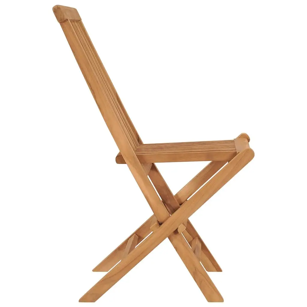 Folding Garden Chairs Solid Teak Wood Outdoor Seating Set 8 Pieces Brown