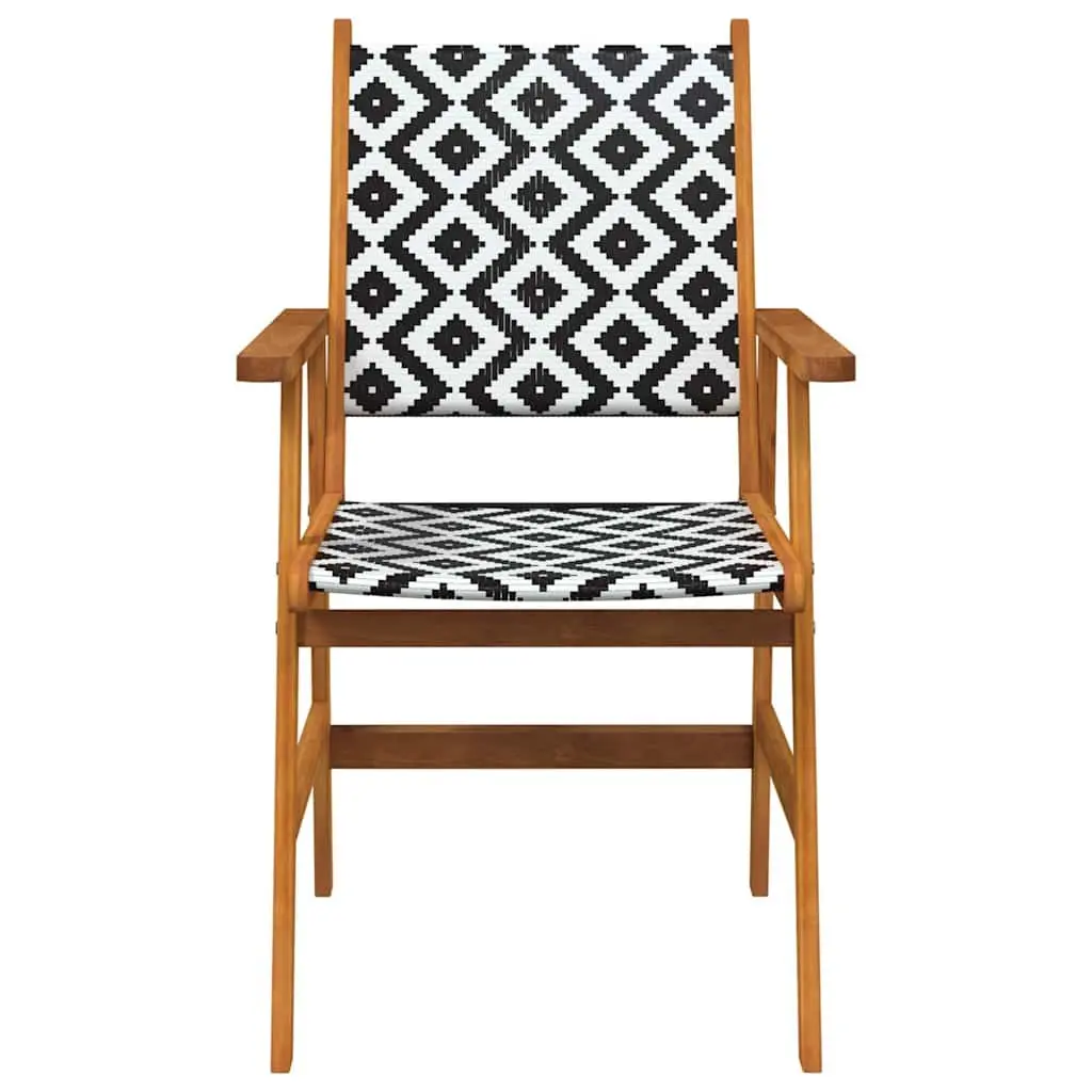 Outdoor Garden Chairs Poly Rattan Backrest Brown Acacia Wood Set of 8