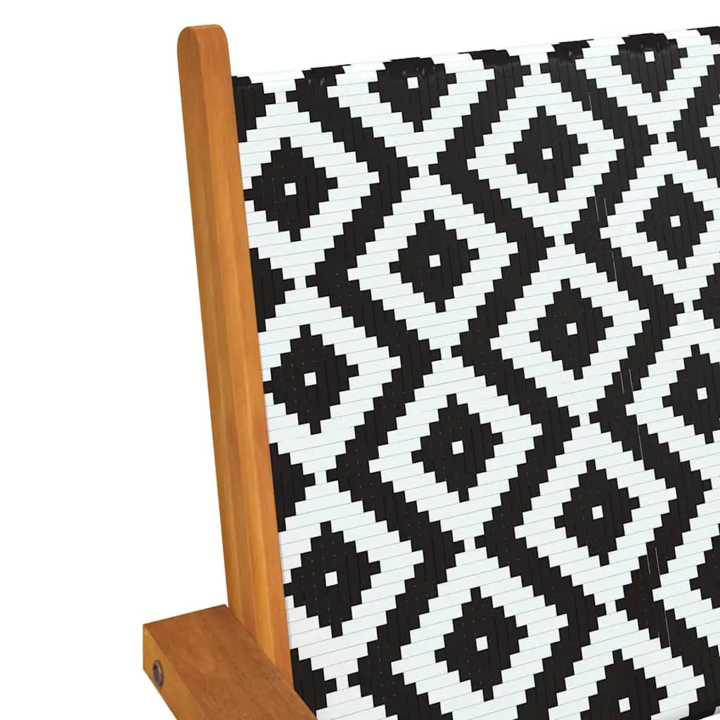 Outdoor Garden Chairs Poly Rattan Backrest Brown Acacia Wood Set of 8