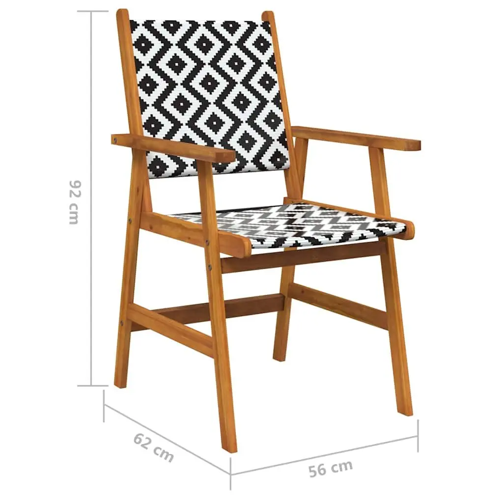 Outdoor Garden Chairs Poly Rattan Backrest Brown Acacia Wood Set of 8