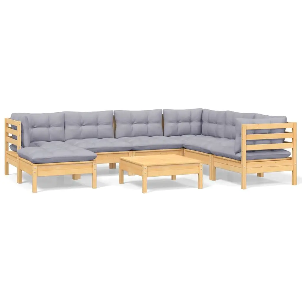 Garden Lounge Set 8 Piece Outdoor Patio Furniture Grey Cushions Modular Sofa