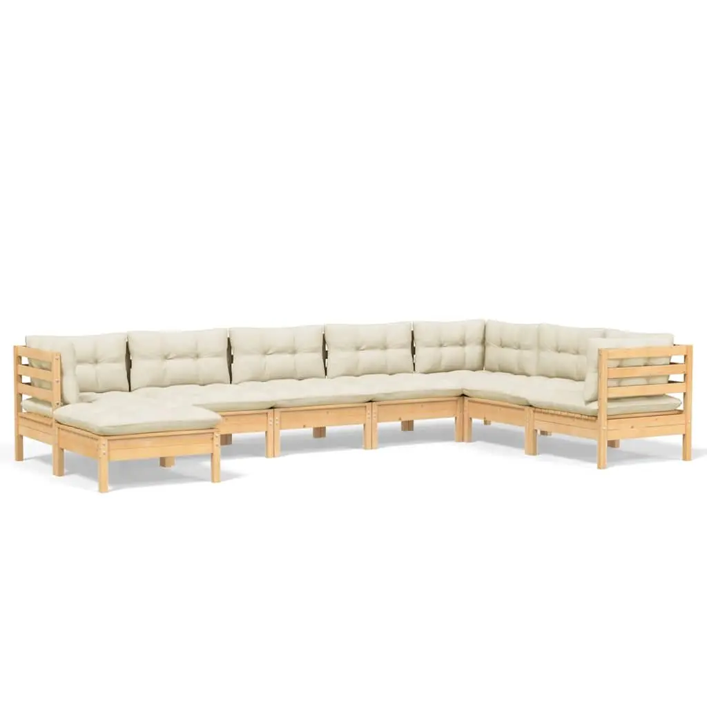 Garden Lounge Set 8 Piece Outdoor Patio Furniture Cream Cushions Modular