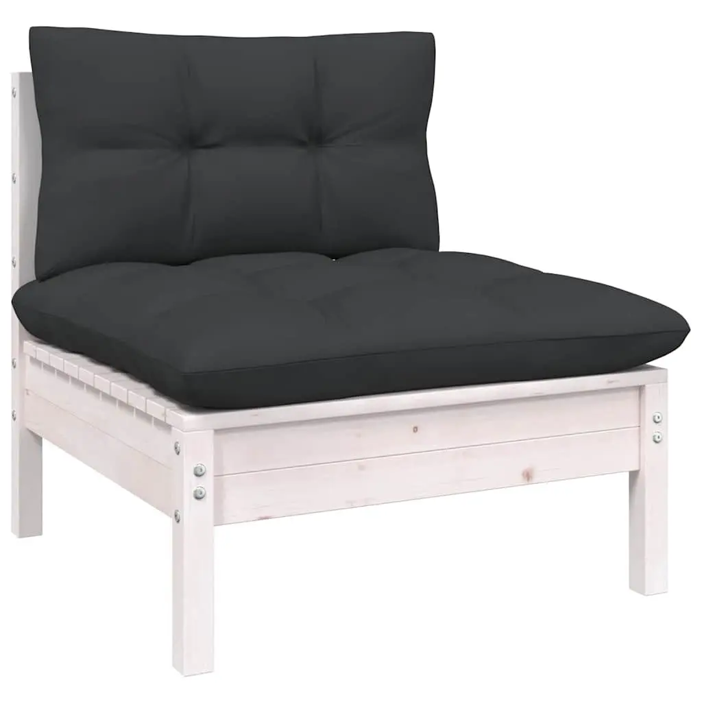 5 Piece Outdoor Modular White Garden Lounge Set with Cushions