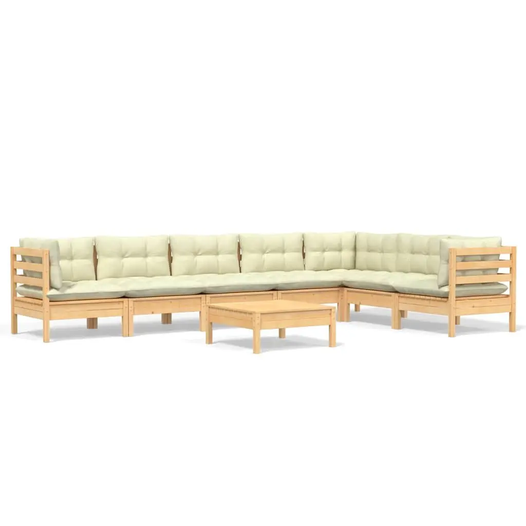 Garden Lounge Set Modular Outdoor Patio Furniture 8 Piece Cream Cushions