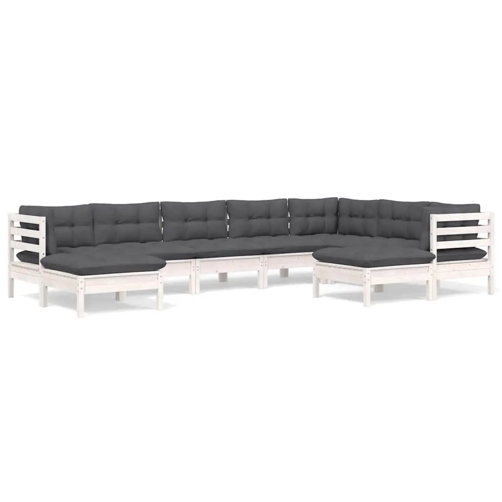 Garden Lounge Set Modular White Outdoor Furniture 9 Piece with Cushions