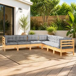 7-Piece Lounge Set for Your Outdoor Space with Grey Cushions