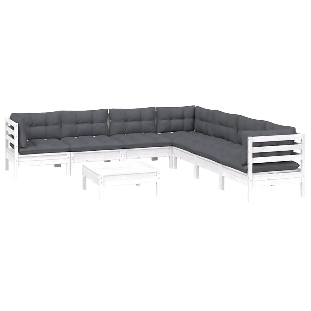Garden Lounge Set 8 Piece Outdoor Patio Furniture White Solid Pinewood with