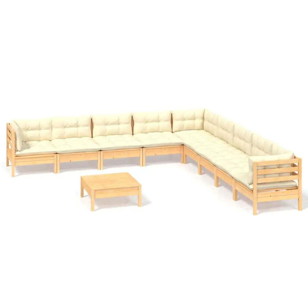Garden Lounge Set 10 Piece Outdoor Furniture Patio Sofa Modular Seating Cream