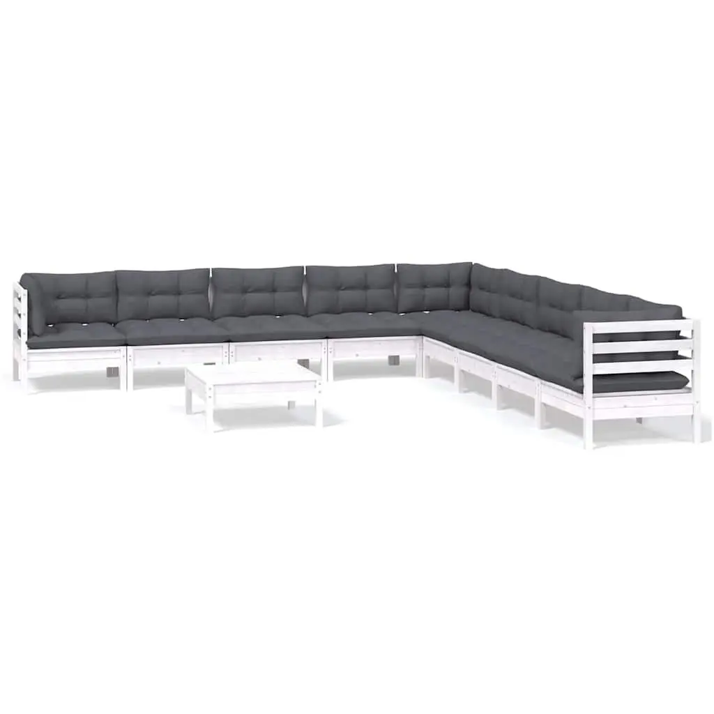 Garden Lounge Set Modular White Outdoor Patio Furniture 10 Piece