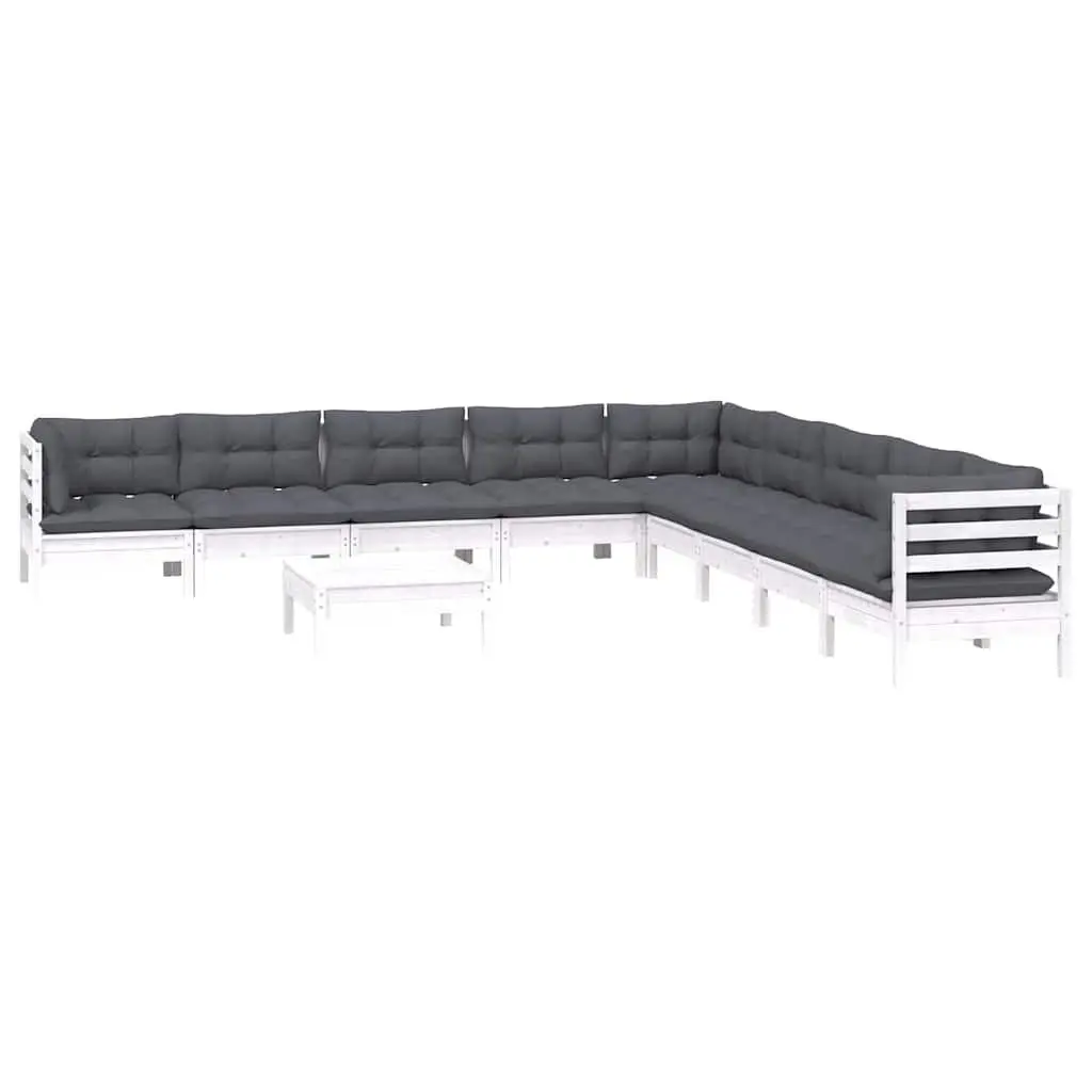 Garden Lounge Set Modular White Outdoor Patio Furniture 10 Piece