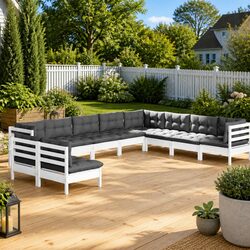 Friendly 10 Piece White Lounge Set with Cushions