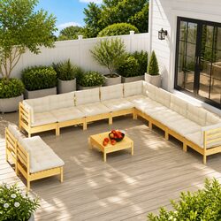 Garden Lounge Set 12 Piece Outdoor Furniture Patio Modular Seating Cream
