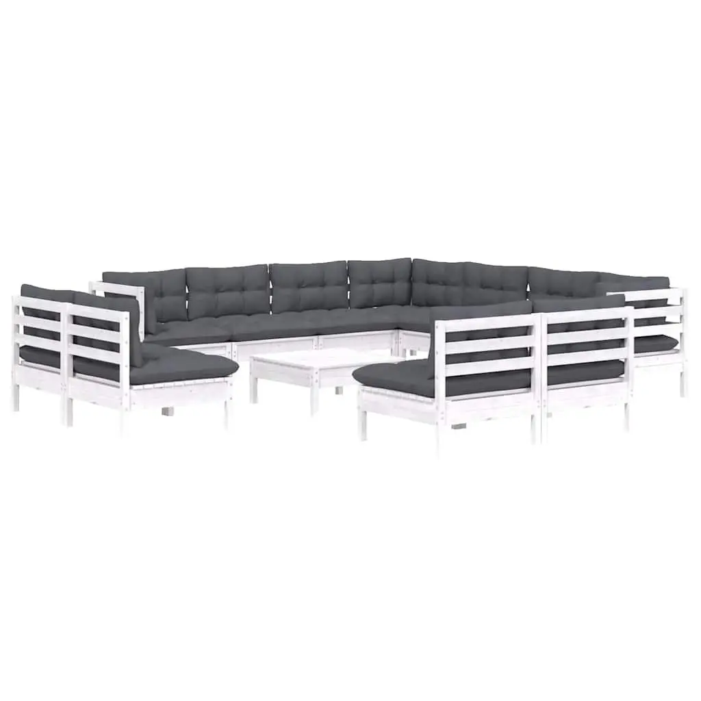 Garden Lounge Set 12 Piece Outdoor Furniture White Cushions Patio Seating