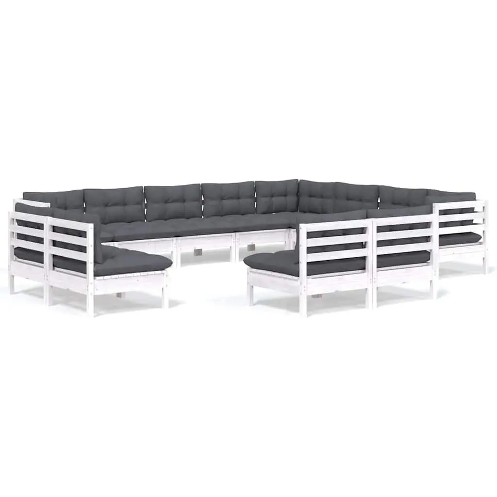 Garden Lounge Set 12 Piece Outdoor Patio Furniture White Modular Sectional