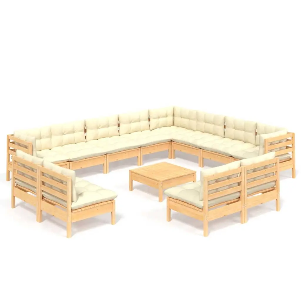 Garden Lounge Set 13 Piece Outdoor Patio Furniture Modular Cream Cushions