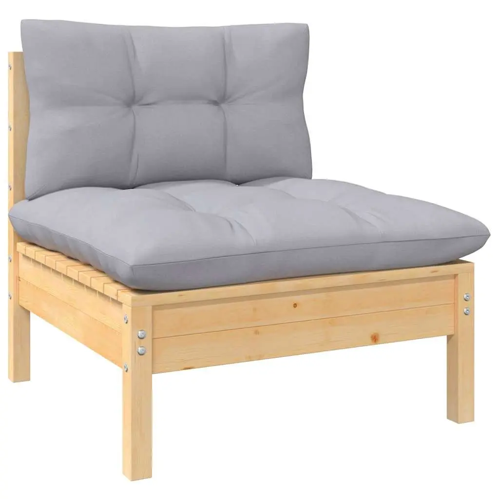 Modular Garden Lounge Set 13 Piece Pinewood Patio Furniture with Grey Cushions