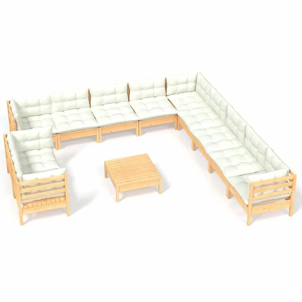 Garden Lounge Set 12 Piece Outdoor Furniture Patio Seating Cream Cushions
