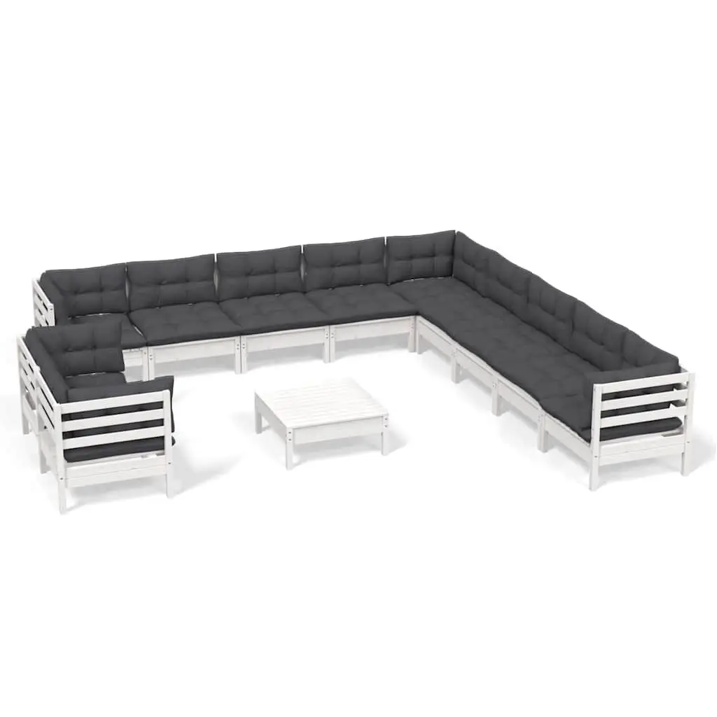 Garden Lounge Set Modular Outdoor Furniture 12 Piece White