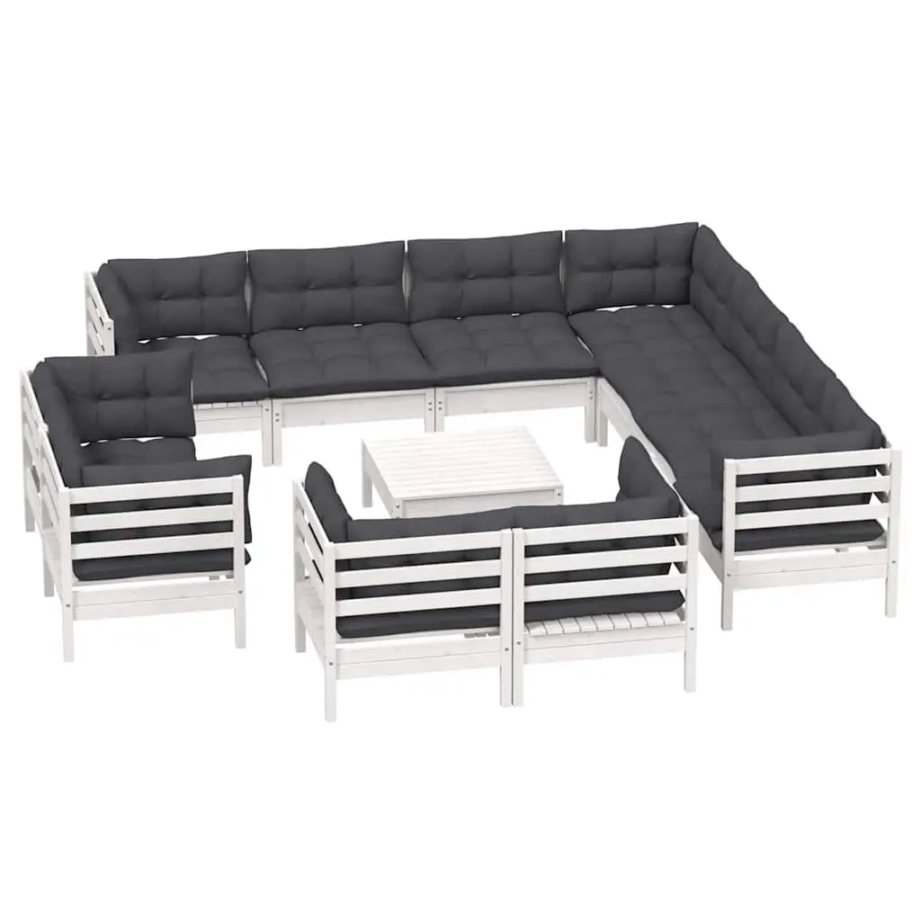 Garden Lounge Set 12 Piece Outdoor Furniture Patio Modular Sofa Sectional White