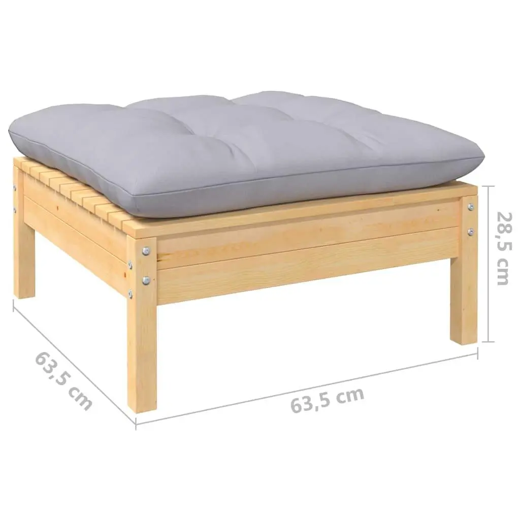 Garden Lounge Set 9 Piece Outdoor Patio Furniture Grey Cushions Wood
