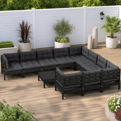 Your Ideal 11 Piece Black Pinewood Garden Lounge Set