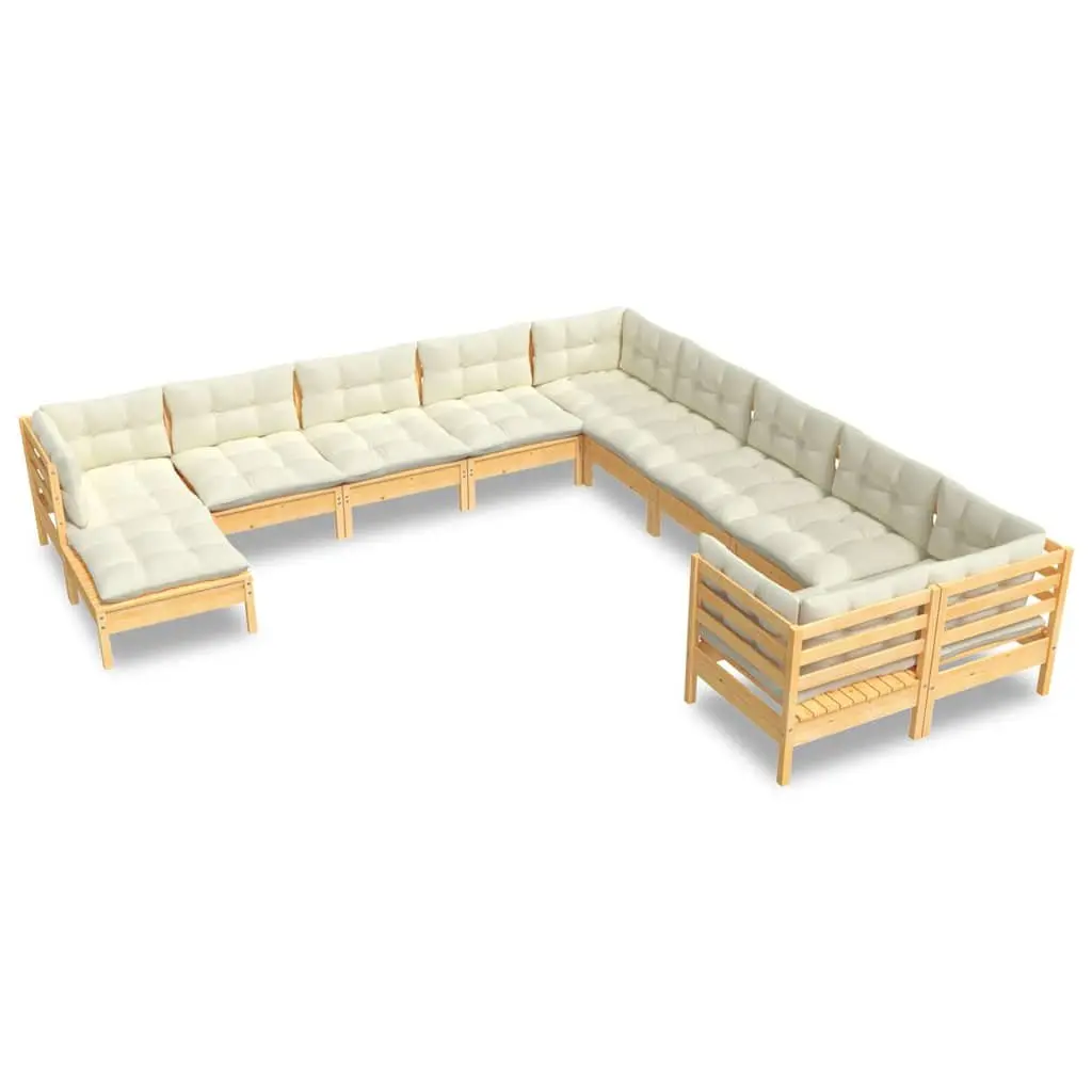 Outdoor Garden Lounge Set Modular Pinewood 11 Piece