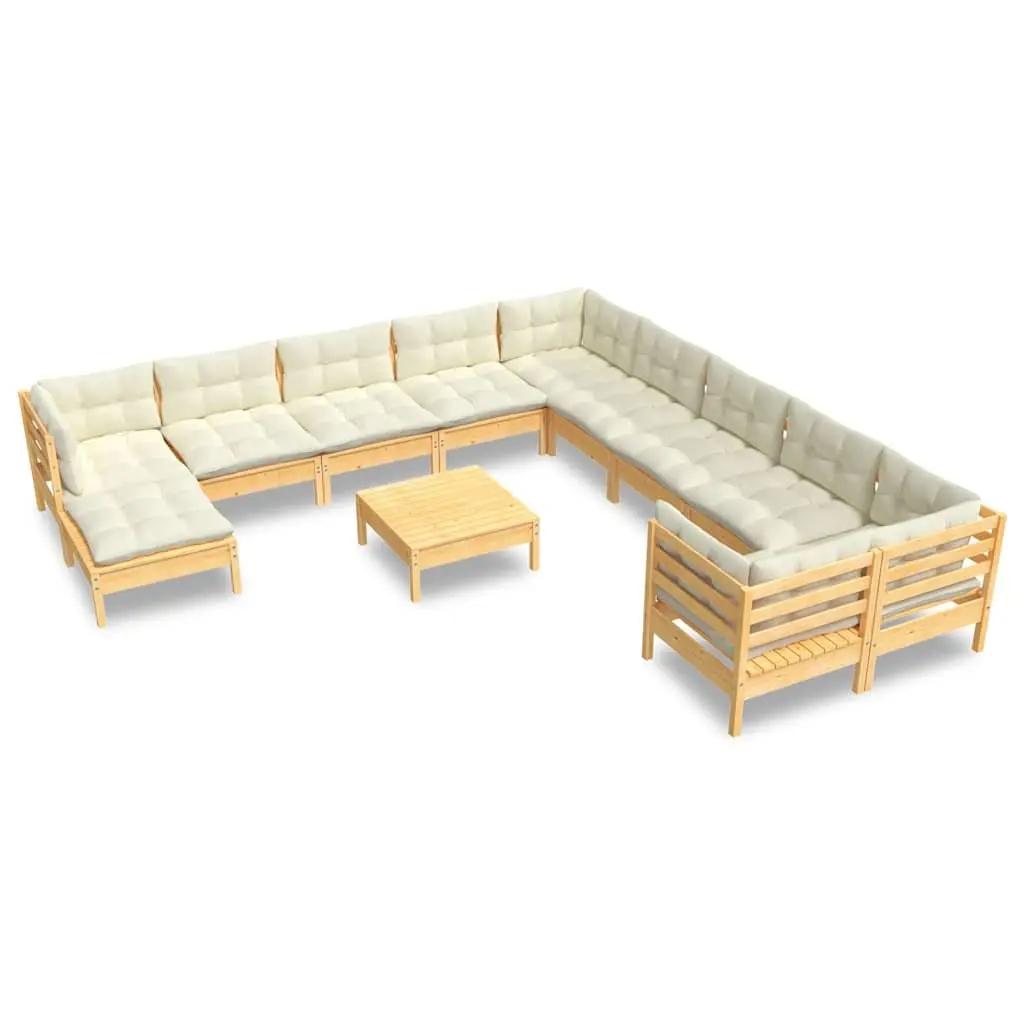 Garden Lounge Set 12 Piece Outdoor Patio Furniture Cream Cushions Modular