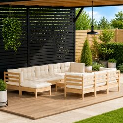 Garden Lounge Set 11 Piece Outdoor Furniture Modular Patio with Cushions