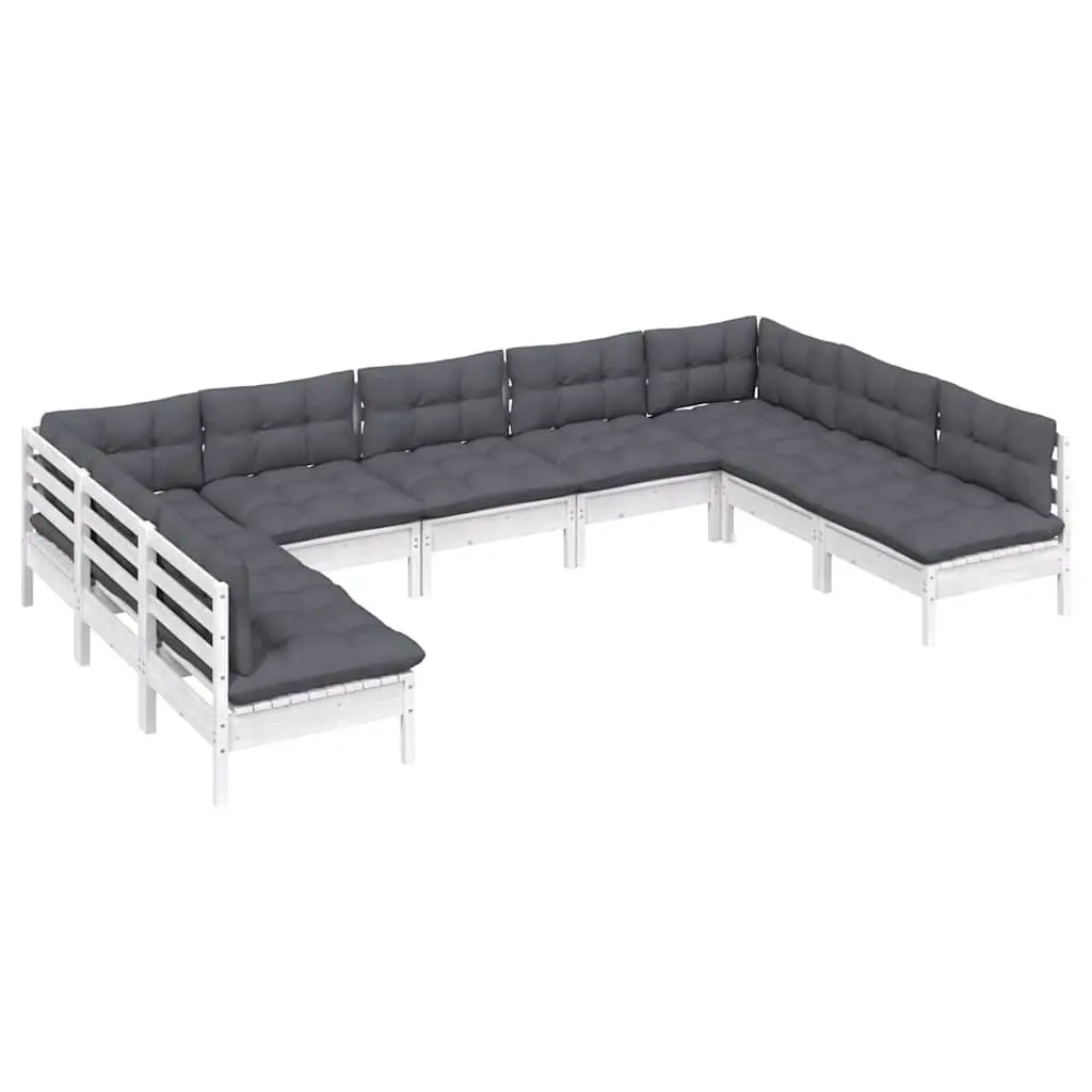 Garden Lounge Set Modular White 9 Piece Outdoor Furniture Patio Seating