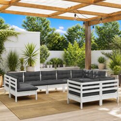 Your Perfect Outdoor Lounge Set: 9 Pieces in White Pinewood