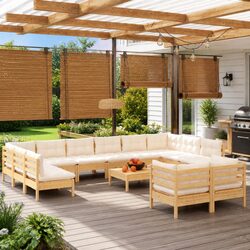 Garden Lounge Set 13 Piece Outdoor Patio Furniture Pinewood with Cushions