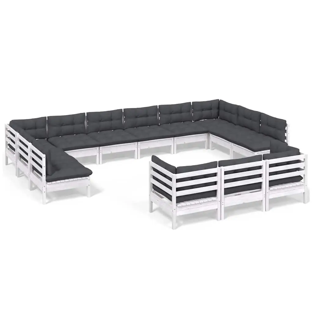 13 Piece White Pinewood Lounge Set