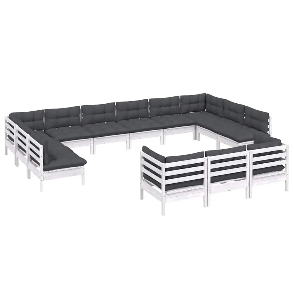 13 Piece White Pinewood Lounge Set