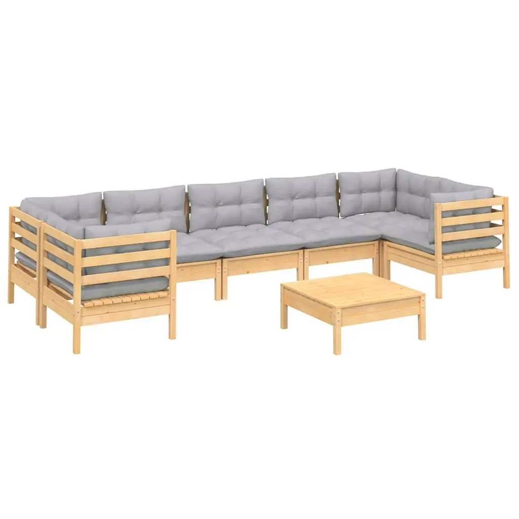 Garden Lounge Set 8 Piece Outdoor Furniture Modular Patio Seating Grey Cushions