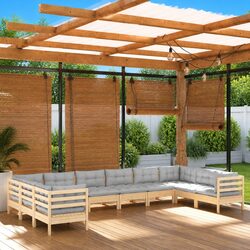 Friendly 10 Piece Garden Lounge Set with Grey Cushions