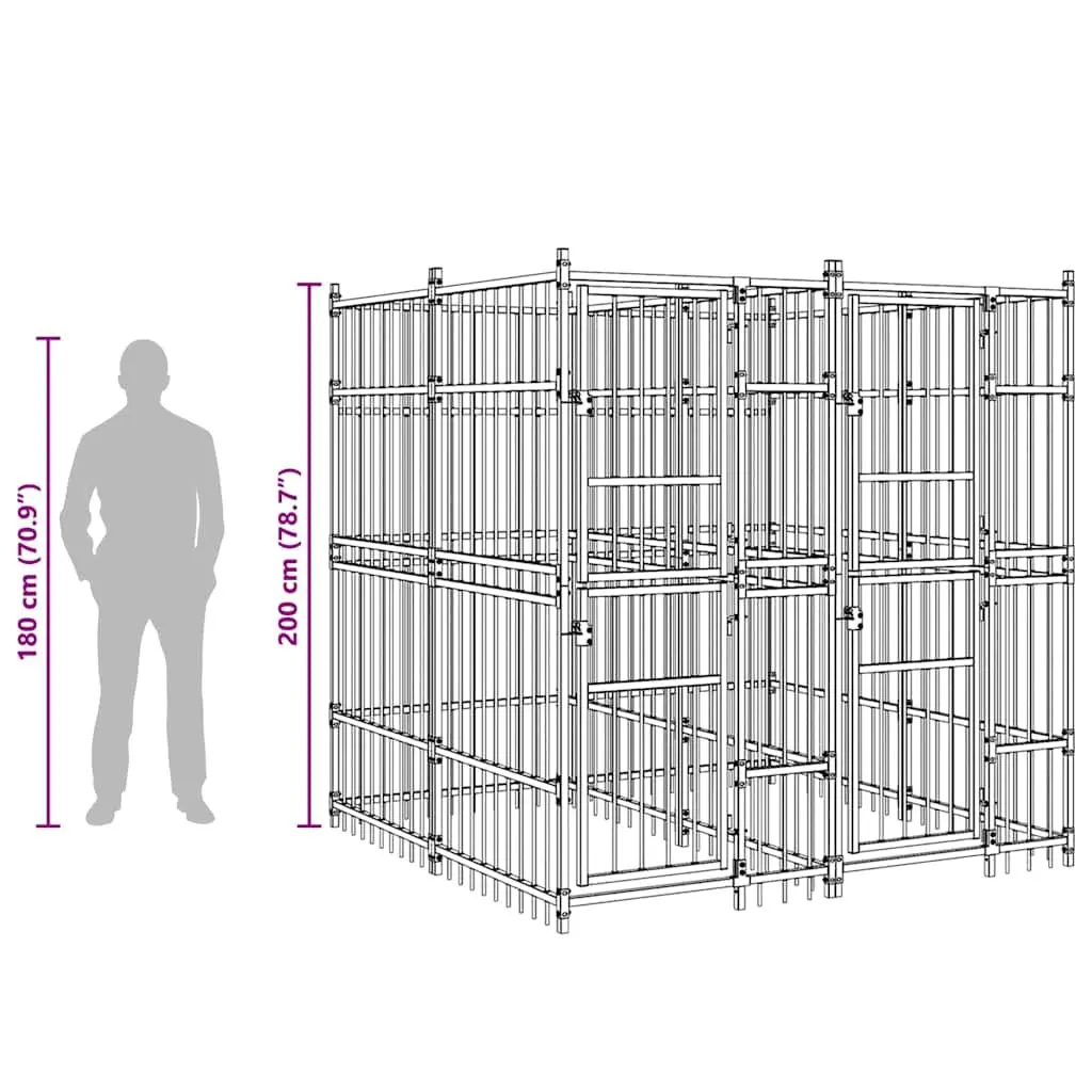 Dog Kennel Outdoor Steel Exercise Pen Enclosure Run Play Area Black