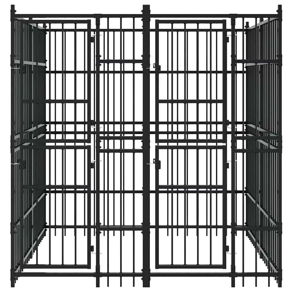 Dog Kennel Outdoor Steel Exercise Pen Enclosure Run Play Area Black